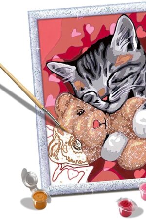 The Ravensburger Peaceful Kitten Paint by Numbers Kit for Kids - 20266 - Painting Arts and Crafts for Ages 9 and Up