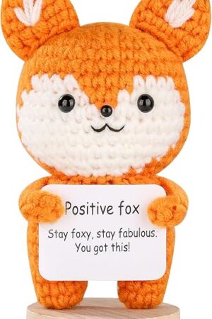 The Positive Crochet Animals, Emotional Support Crochet Fox, Inspirational Crochet Gifts for Women, Teacher, Mother, Father, Friend