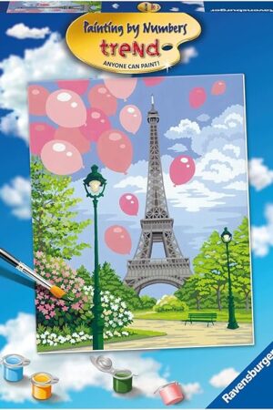 The Ravensburger Paris in Spring Paint by Numbers Kit for Children - Painting Arts and Crafts for Kids Age 12 Years Up