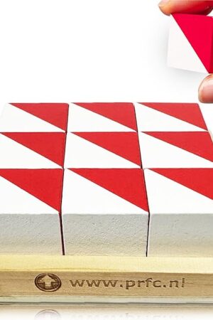 The PrfcNL IQ Test Blocks - 9 wooden cubes in white and red with 60 patterns and mobile app, ideal for WISC, WAIS, WPPSI prep,educational STEM Montessori gift toy for All Ages Challenge