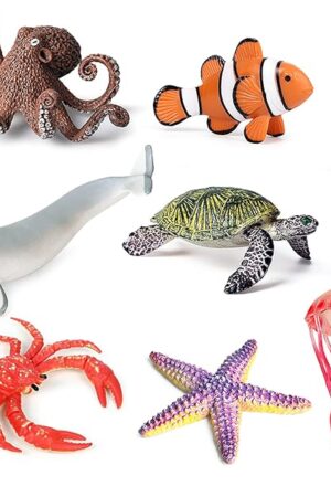 The RCOMG 8pcs Sea Animal Figures, Realistic Ocean Animal Figurines Plastic Sea Creature Toys for Kids Cake Topper Decoration