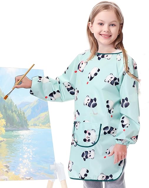 The Kids Art Smock Long Sleeve Painting Apron - Waterproof Artist Doodle Shirt for Children