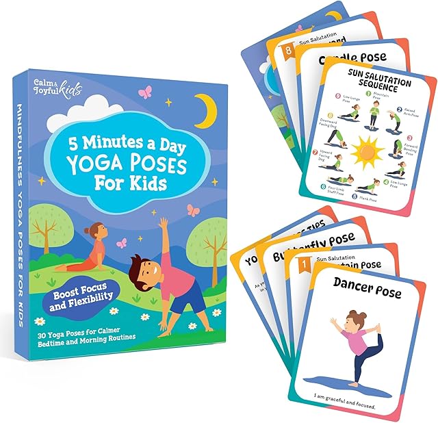 The Yoga Cards for Kids - Pose Deck for Beginners, Exercise Flashcards, Mindful Activities, Sensory Learning, Self Regulation Classroom Therapy Supplies, Coping Skills, Calming Corner Autism Special Needs