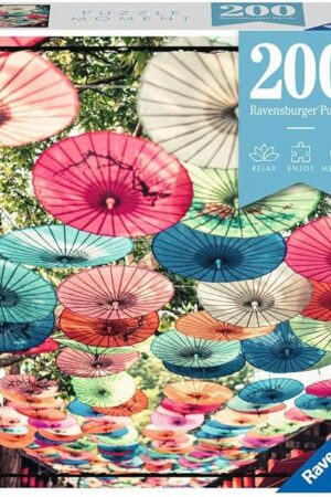 The Ravensburger Puzzle Moment: Umbrellas - 200 Piece Jigsaw Puzzle for Kids & Adults | Unique, Perfect Interlock | Vibrant, Glare-Free Design | Made with FSC-Certified Wood | Quality Entertainment Time