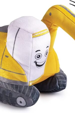 The Plush Creations Excavator Toy Figure, Plush Construction Stuffed Truck, Interactive Excavator Truck Toy for Toddlers