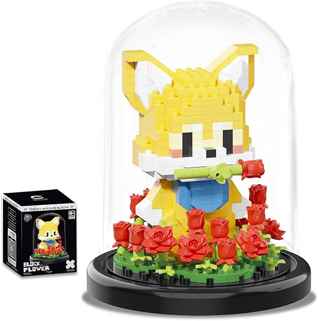 The Artificial Flower Animal Toy Building Set for Adult,Mini Dog Plant Bonsai Tree,Botanical Collection Gift for Kid,Office Home Decor Building Block,Birthday Gift for Girl Women Mom Friend(Roses)