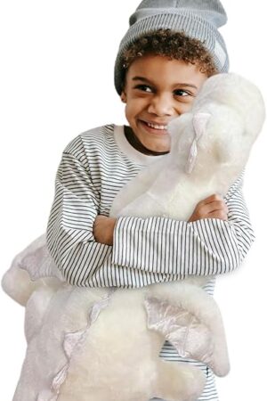 The Pterosaur Stuffed Animal with Wings - Cute Soft Dinosaurs Plush Toys Little Flying Dragon Plushies Pillow Doll Christmas Birthday Gifts for Kids Boys Girls (White,27.55inch/70cm)