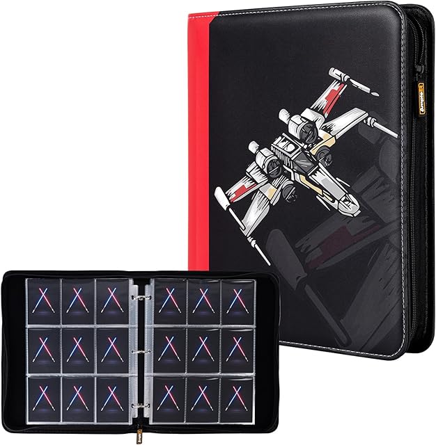 The 9 Pocket Trading Card Binder, PU Leather Storage Zip Album with 900 Slots Clear Page Sleeves for TCG MTG Baseball Sport Cards Display Collection