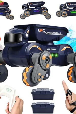 The Robot Dog Toys for Boys Girls, Remote Control Car for Kids Ages 5-7, Rechargeable RC Car Stunt Kids Toy with Light Music Gesture Sensing RC Trucks Robot Toys for 8-12 Boys Girls Birthday Gift Orange
