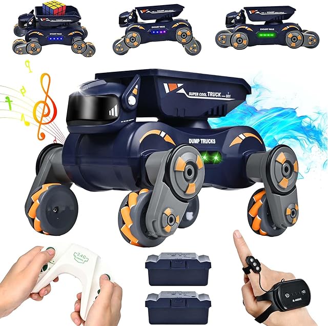 The Robot Dog Toys for Boys Girls, Remote Control Car for Kids Ages 5-7, Rechargeable RC Car Stunt Kids Toy with Light Music Gesture Sensing RC Trucks Robot Toys for 8-12 Boys Girls Birthday Gift Orange