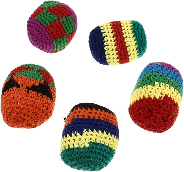 The Outdoor Bean Bags 5 Pieces Funny Hacky Ball Sacks Assoerted Colors Woven Kickball Soft Knitted Kick Balls for Beginners Outdoor Playset