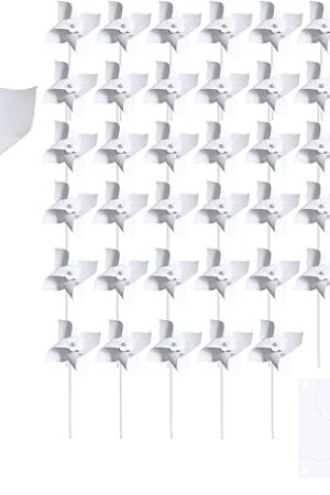 The Rodudu 50 Pcs Paper DIY Pinwheels Craft, Handmade White Blank for Kids Boys Girls School Group Daycare Craft Home Work Activities Party