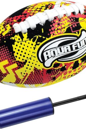 The Poolmaster 8.5-Inch Active Xtreme Cyclone Easy Grip Waterproof Football With 6-Inch Mini Portable Air Pump for Inflatables, Game and Beach Balls