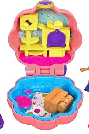 The Polly Pocket Tiny Pocket Places Purrfect Playhouse Compact with 2 Reveals, Accessories, Micro Shani Doll, Captain Cobblywobbles Pet & Sticker Sheet