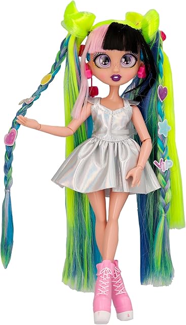 The VIP Girls Hair Makeover Megan Fashion Doll with 11" Colorful Long Styling Hair and 5 Accessories Fashion Toy, Girls and Boys Ages 5 and Up, 10 Inch Doll
