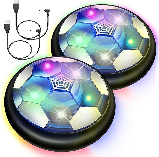 The VNVDFLM Hover Soccer Ball Toys for Boys Girls,Rechargeable Floating Soccer Ball with Led Lights and Foam Cushion,Indoor Air Football Game Perfect Birthday for Kids Age 3-9 (Black 2)