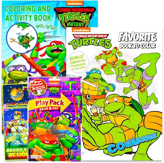 The Teenage Mutant Ninja Turtles Coloring and Activity Book Set with Stickers (3 TMNT Coloring and Activity Books, Over 30 Stickers)