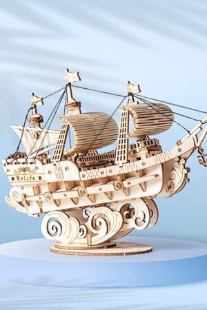 The Rolife 3D Wooden Puzzles Model Kit for Adults to Build, Wooden Model Ship Series Sailing Ship Building Model Kit, DIY Crafts Hobbies/Collections/Decorations/Gifts for Friends and Family (Sailing Ship)