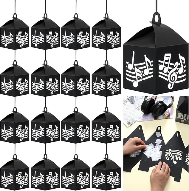 The VIHOSE 16 Sets Music Crafts Bulk DIY Musical Notes Lantern Tissue Paper Craft Music Arts and Crafts Lantern Decor for Musical Themed Party Favors School Rewards Gifts Classroom Activities