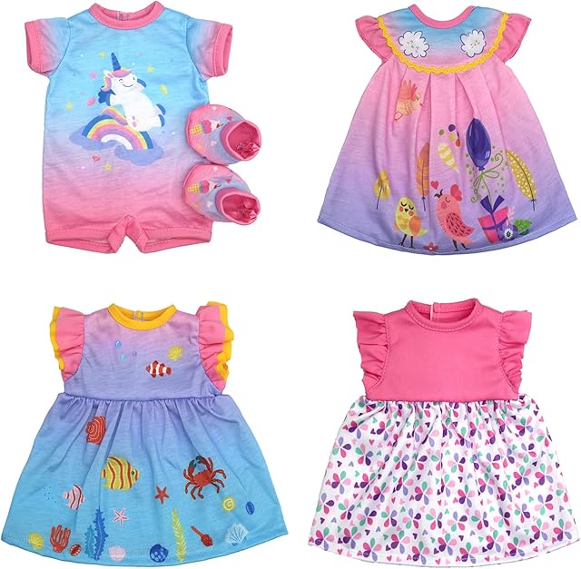 The 4 Pack Doll Clothes for 13-16 inch Dolls, Dress for 13-16 inches Dolls