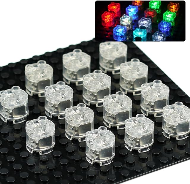 The Light Up Bricks Accessories Kits, 2x2 Classic Transparent LED Light Brick Pack, 14 Pieces Parts Building Blocks Set Toys