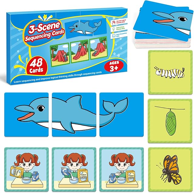 The Sequencing Cards,Sequence Board Game for Kids,Speech Therapy Materials Toys for Autism,Story Storytelling,Social Skills,Sentence Building,Preschool Learning Activities,Classroom & Homeschool