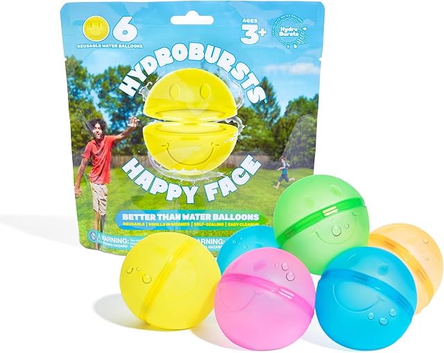 The Hydroburst 6-pack Reusable Water Balloons by Relatable, For The Pool, Beach Toys And Outdoor Play Toys, Includes 6 Refillable Balloons