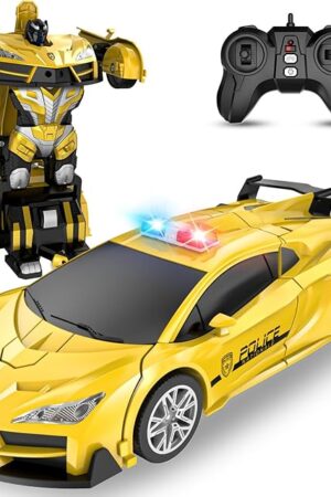 The Remote Control Car for Kids Rc Cars for Boys,One Button Transformation to Robot with Flashing Light 2.4Ghz Transforming Car 1:18 Scale for Kids with 360 Degree Rotating Drifting