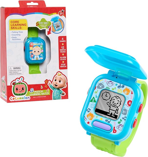 The CoComelon JJ’s Learning Smart Watch Toy for Kids with 3 Education-Based Games, Alarm Clock, and Stop Watch, Kids Toys for Ages 3 Up by Just Play
