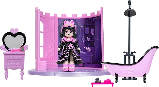 The Royale High Powder Room Playset - 1 Doll, 6 Accessories - Fits Inside Castle Playset - Virtual Item Code Included - Ages 5+