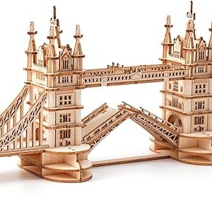 The Rolife 3D Wooden Puzzles for Adults London Tower Bridge -113P Pieces Wood 3D Puzzle Architecture Model Craft Kits Birthday Gift for Teens/Adults Desk Decor