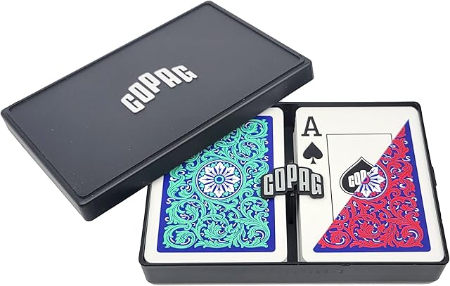 The Copag 1546 Neoteric Design 100% Plastic Playing Cards, Poker Size (Standard) Green/Red (Jumbo Index, 1 Set)