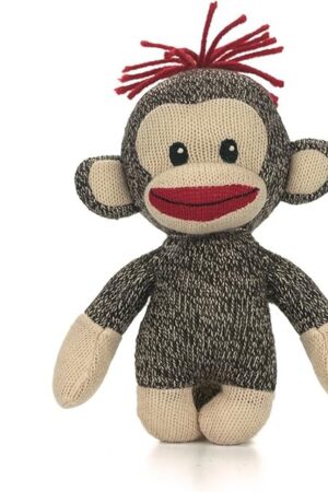 The Plushland Original Curioso Brown Sock Monkey, Hand Knitted, Stuffed Animal Toy Gift-for Kids, Babies, Teens, Girls and Boys Baby Doll Present Puppet 6 Inches