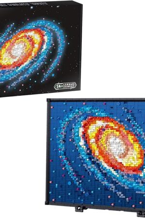 The PQKIE The Milky Way Galaxy Micro Mini Building Set for Adults, 2438Pcs 3D Wall Art Building Toy for Home Office Decor, DIY Space Decor Kits with Display Stand,Creative Birthday Gift Toy for Kids Teens
