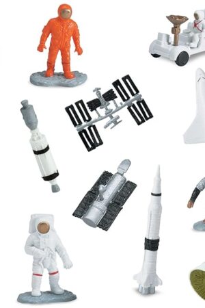 The Safari Ltd Space TOOB With 10 Out Of-This-World Toy Figurines, Including 2 Astronauts, 1 Space Chimp, 6 Space Craft, And More! – For Ages 3 And Up