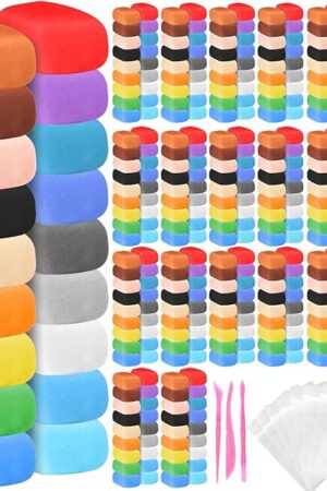 The Poen 120 Pcs Air Dry Clay Kit Multi Colors Ultra Light Modeling Clay for Kids DIY Safe Soft with Sculpting Tool Back to School Gift for Kids Adults Artists Art Crafts