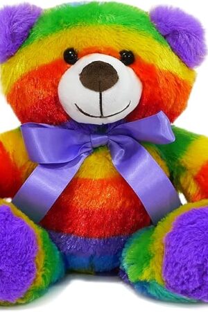 The Rainbow Teddy Bear for Girls and Boys Plush Stuffed Animal Cuddly Soft Cheer up Gift 12 inch