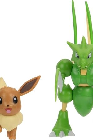 The Pokemon Battle Figure 2 Pack - 2-Inch Eevee and 4.5-Inch Scyther Battle Ready Figures