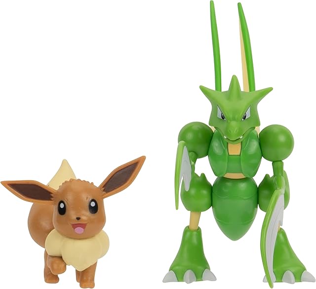 The Pokemon Battle Figure 2 Pack - 2-Inch Eevee and 4.5-Inch Scyther Battle Ready Figures