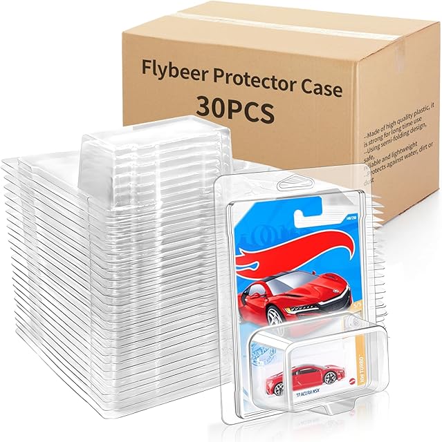 The 30 Pcs Protector Case Compatible with Hot Wheels Display Case Plastic Car Display Protective Case Model Car Clamshell Cases, Clear Die Cast Car Blister Pack Covers