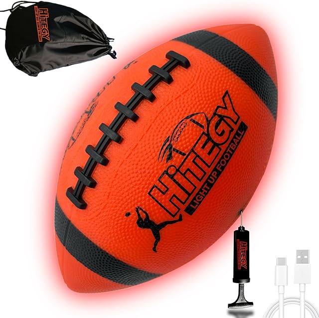 The Rechargeable Glow in The Dark Football - USB Charging, Official Size 6, Light Up with Every Catch and Throw, Includes Pump & Charging Cable - Rechargeable Light Up Football