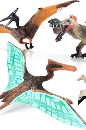 The Realistic Pterodactyl Dinosaur Toy Playset Flying Dinosaur Party Pteranodon Model Early Educational Cognitive Toys for 5 6 7 8 Years Old Boys Girls Kid Toddlers 4 PCS