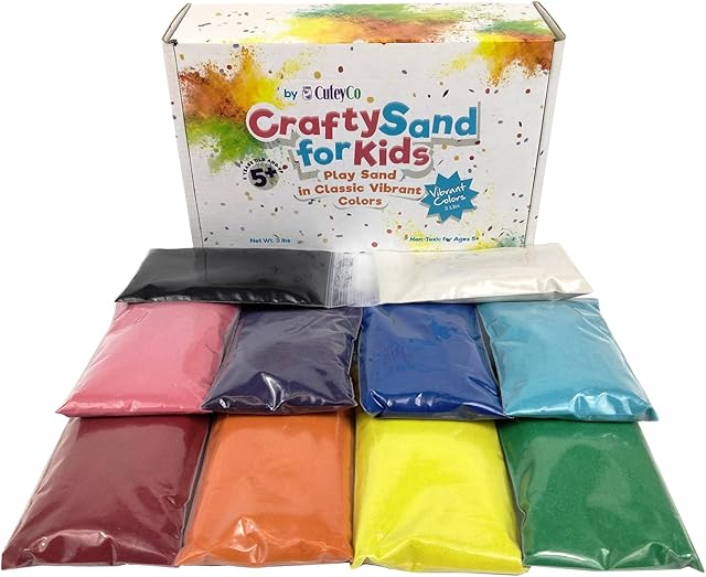 The CuteyCo Crafty Sand for Kids - 10 Colors: 3 lbs of Vibrant Craft Sand & Play Sand