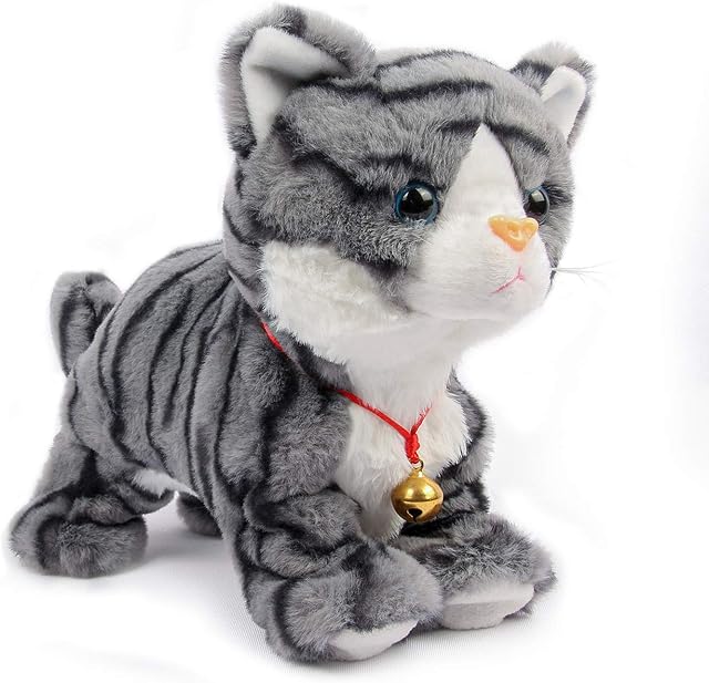 The Smalody Interactive Plush Toys, Novelty Sound Control Electronic Cat Electronic Pets Robot Cat Gift for Children (Gray)