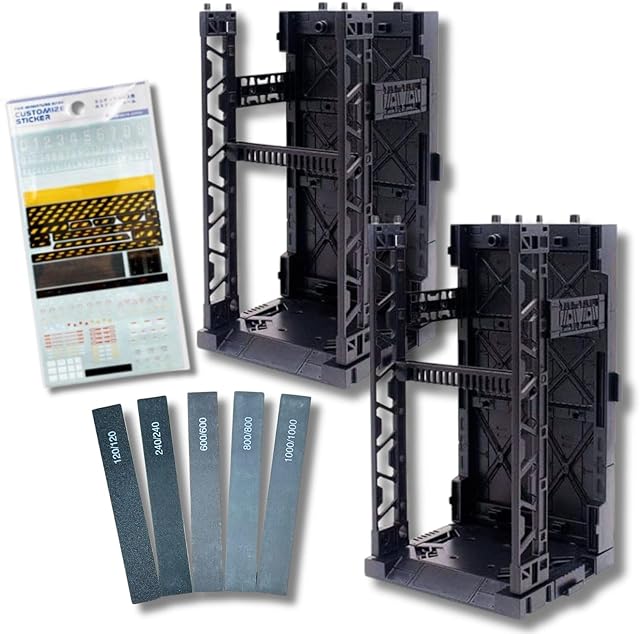 The Plastic Model Display Items Set (Plastic Model Gundam Interlocking Display Base x2, Customization Stickers x1, Sanding Stick #120・#240・#600・#800・#1000)