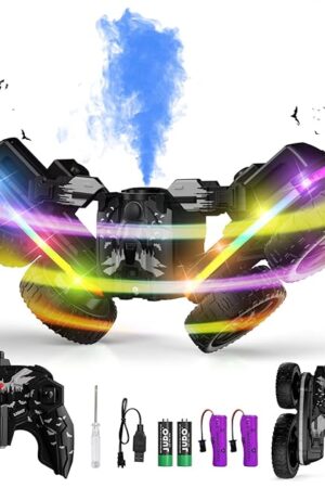The Remote Control Car, 360°Rotating 4WD RC Cars with Cool Spray, 2.4Ghz Double Sided RC Stunt Truck with Cool Lights, Drift Car for Kids Toys Best Gifts for Boys Girls Age 4-6 7 8-13 (Black)