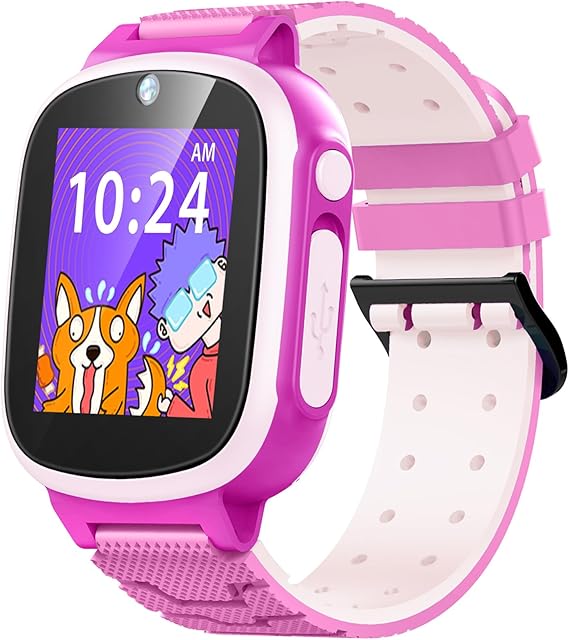 The Luoba Kids Smart Watch Girls, Toys for 3-10 Year Old Girls Boys, 1.44 in Touchscreen with 20 Puzzle Games Camera Alarm Video Music Player, Toddler Birthday Gift Pink