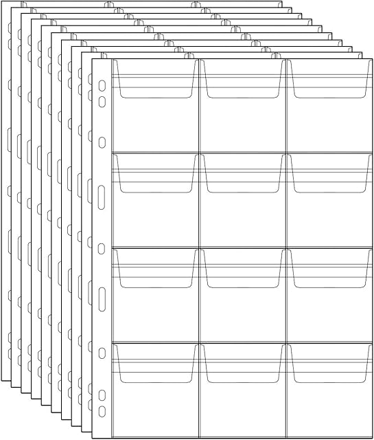 The 120 Pockets Coin Binder Pages - 2.44 inch Holders 10 pcs Loose-Leaf Sheets Acid-Free Collection Holders for Medallion Coin Stamp Currency Collecting Supplies 62x62 mm / 2.44x2.44 inch CS03212