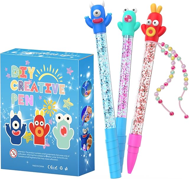 The DIY Sparkly Pens for Kids – 3 Customizable Pens for Creative Crafting, Perfect Easter Basket Stuffers and Gifts for Boys and Girls 4-9 Years Old, Fun Art Project and Craft Kit