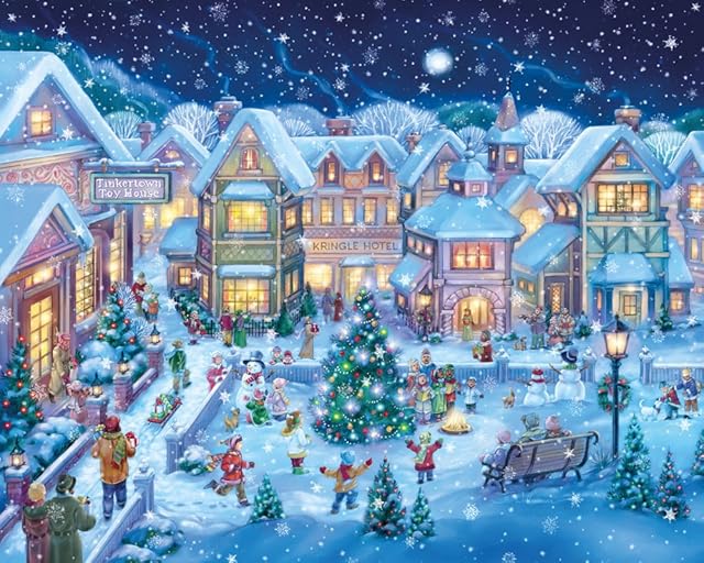 The Vermont Christmas Company Holiday Village Square Christmas Jigsaw Puzzle 1000 Piece